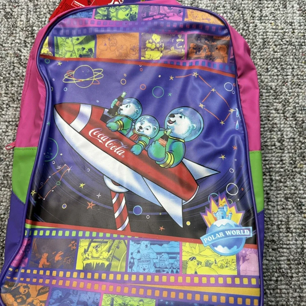 Vintage Coca Cola Coke Kids Girls Backpack Polar World Rocket 1997 - READ